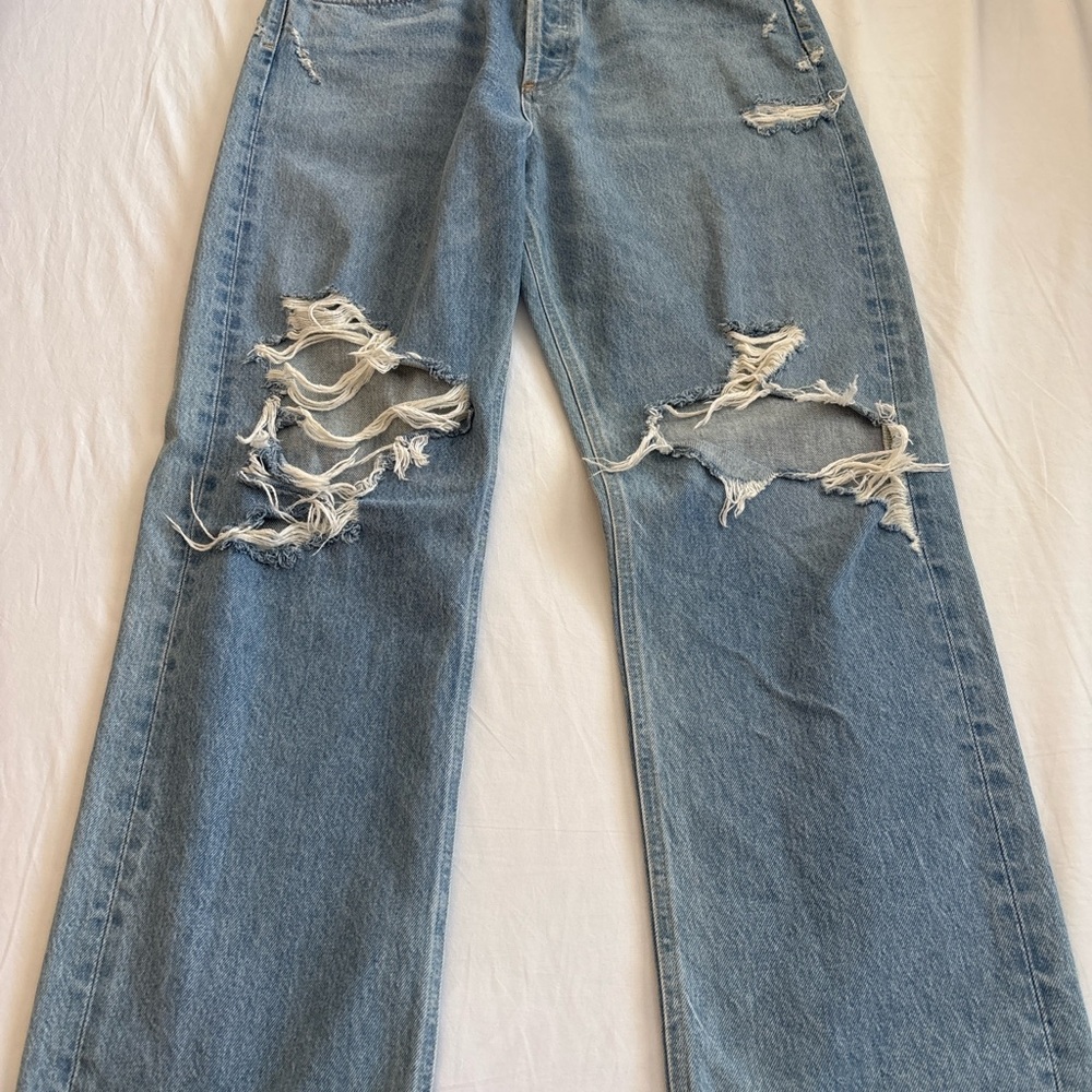 Agolde Blue Distressed Boyfriend Jeans
